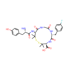 CC1(C)SSC(C)(C)[C@H](NC(=O)[C@@H](N)Cc2ccc(O)cc2)C(=O)NCC(=O)N[C@H](Cc2ccc(F)cc2)C(=O)N[C@H]1C(=O)O ZINC000026505492
