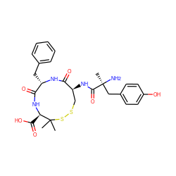 CC1(C)SSC[C@H](NC(=O)[C@@](C)(N)Cc2ccc(O)cc2)C(=O)N[C@@H](Cc2ccccc2)C(=O)N[C@@H]1C(=O)O ZINC000027437806