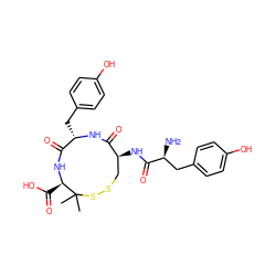 CC1(C)SSC[C@H](NC(=O)[C@@H](N)Cc2ccc(O)cc2)C(=O)N[C@@H](Cc2ccc(O)cc2)C(=O)N[C@@H]1C(=O)O ZINC000029323174