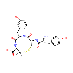 CC1(C)SSC[C@H](NC(=O)[C@@H](N)Cc2ccc(O)cc2)C(=O)N[C@@H](Cc2cccc(O)c2)C(=O)N[C@@H]1C(=O)O ZINC000029324996