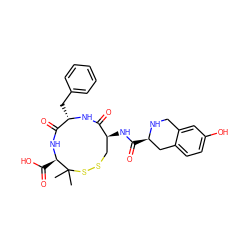 CC1(C)SSC[C@H](NC(=O)[C@@H]2Cc3ccc(O)cc3CN2)C(=O)N[C@@H](Cc2ccccc2)C(=O)N[C@@H]1C(=O)O ZINC000027440284