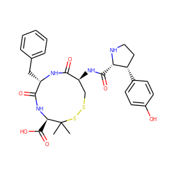 CC1(C)SSC[C@H](NC(=O)[C@@H]2NCC[C@@H]2c2ccc(O)cc2)C(=O)N[C@@H](Cc2ccccc2)C(=O)N[C@@H]1C(=O)O ZINC000027520033