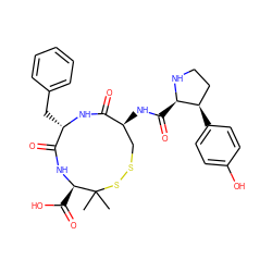 CC1(C)SSC[C@H](NC(=O)[C@H]2NCC[C@H]2c2ccc(O)cc2)C(=O)N[C@@H](Cc2ccccc2)C(=O)N[C@@H]1C(=O)O ZINC000027443197