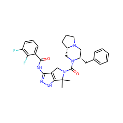 CC1(C)c2[nH]nc(NC(=O)c3cccc(F)c3F)c2CN1C(=O)N1C[C@@H]2CCCN2C[C@@H]1Cc1ccccc1 ZINC000114183683