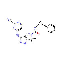CC1(C)c2[nH]nc(Nc3ccnc(C#N)n3)c2CN1C(=O)N[C@@H]1C[C@H]1c1ccccc1 ZINC000117593061