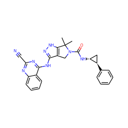 CC1(C)c2[nH]nc(Nc3nc(C#N)nc4ccccc34)c2CN1C(=O)N[C@@H]1C[C@H]1c1ccccc1 ZINC000115987536