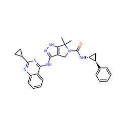 CC1(C)c2[nH]nc(Nc3nc(C4CC4)nc4ccccc34)c2CN1C(=O)N[C@@H]1C[C@H]1c1ccccc1 ZINC000115991501