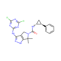 CC1(C)c2[nH]nc(Nc3nc(Cl)nc(Cl)n3)c2CN1C(=O)N[C@@H]1C[C@H]1c1ccccc1 ZINC000115985763