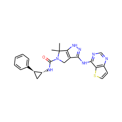 CC1(C)c2[nH]nc(Nc3ncnc4ccsc34)c2CN1C(=O)N[C@@H]1C[C@H]1c1ccccc1 ZINC000115991871