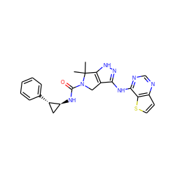 CC1(C)c2[nH]nc(Nc3ncnc4ccsc34)c2CN1C(=O)N[C@H]1C[C@@H]1c1ccccc1 ZINC000038226360