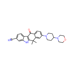 CC1(C)c2cc(N3CCC(N4CCOCC4)CC3)ccc2C(=O)c2c1[nH]c1cc(C#N)ccc21 ZINC000073221169