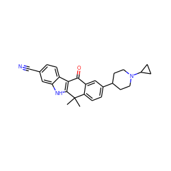 CC1(C)c2ccc(C3CCN(C4CC4)CC3)cc2C(=O)c2c1[nH]c1cc(C#N)ccc21 ZINC000073224300