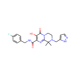 CC1(C)c2nc(C(=O)NCc3ccc(F)cc3)c(O)c(=O)n2CCN1Cc1ccn[nH]1 ZINC000035017622