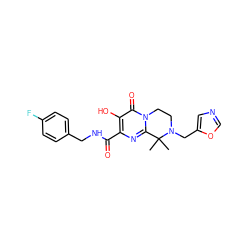 CC1(C)c2nc(C(=O)NCc3ccc(F)cc3)c(O)c(=O)n2CCN1Cc1cnco1 ZINC000036520084