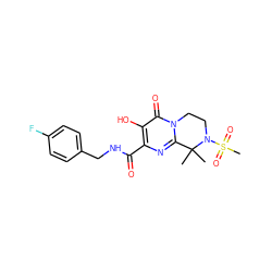 CC1(C)c2nc(C(=O)NCc3ccc(F)cc3)c(O)c(=O)n2CCN1S(C)(=O)=O ZINC000035017620