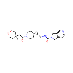 CC1(CC(=O)N2CCC3(CC2)C[C@@H]3CNC(=O)N2Cc3ccncc3C2)CCOCC1 ZINC000205732629