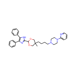 CC1(CCCCN2CCN(c3ccccn3)CC2)COC(c2nc(-c3ccccc3)c(-c3ccccc3)[nH]2)OC1 ZINC000013755457