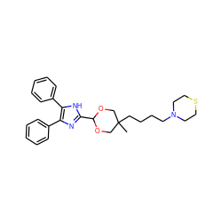 CC1(CCCCN2CCSCC2)COC(c2nc(-c3ccccc3)c(-c3ccccc3)[nH]2)OC1 ZINC000013755456