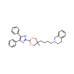 CC1(CCCCN2CCc3ccccc3C2)COC(c2nc(-c3ccccc3)c(-c3ccccc3)[nH]2)OC1 ZINC000013755459