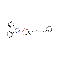 CC1(CCCCOCc2ccccc2)COC(c2nc(-c3ccccc3)c(-c3ccccc3)[nH]2)OC1 ZINC000013755462