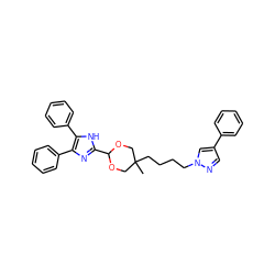 CC1(CCCCn2cc(-c3ccccc3)cn2)COC(c2nc(-c3ccccc3)c(-c3ccccc3)[nH]2)OC1 ZINC000013755460