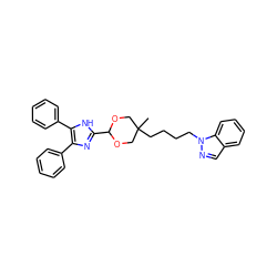 CC1(CCCCn2ncc3ccccc32)COC(c2nc(-c3ccccc3)c(-c3ccccc3)[nH]2)OC1 ZINC000013755461