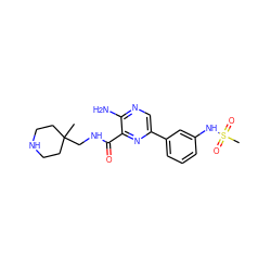 CC1(CNC(=O)c2nc(-c3cccc(NS(C)(=O)=O)c3)cnc2N)CCNCC1 ZINC000084635300