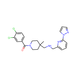 CC1(CNCc2cccc(-n3cccn3)n2)CCN(C(=O)c2ccc(Cl)c(Cl)c2)CC1 ZINC000013797267