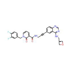 CC1(CNc2ncnc3ccc(C#CCNC(=O)c4cccn(Cc5ccc(F)c(F)c5)c4=O)cc23)COC1 ZINC000096176293