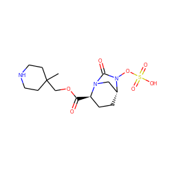 CC1(COC(=O)[C@@H]2CC[C@@H]3CN2C(=O)N3OS(=O)(=O)O)CCNCC1 ZINC000096168666