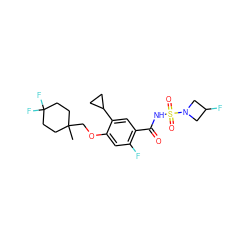 CC1(COc2cc(F)c(C(=O)NS(=O)(=O)N3CC(F)C3)cc2C2CC2)CCC(F)(F)CC1 ZINC000142306179