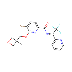 CC1(COc2nc(C(=O)N[C@@H](c3ccccn3)C(F)(F)F)ccc2Br)COC1 ZINC000143385171