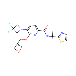 CC1(COc2nc(C(=O)NC(C)(C)c3nccs3)ccc2N2CC(F)(F)C2)COC1 ZINC000206688036