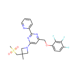 CC1(CS(C)(=O)=O)CN(c2cc(COc3ccc(F)c(F)c3F)nc(-c3ccccn3)n2)C1 ZINC000653784804