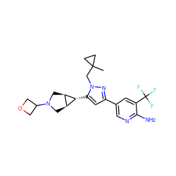 CC1(Cn2nc(-c3cnc(N)c(C(F)(F)F)c3)cc2[C@@H]2[C@H]3CN(C4COC4)C[C@H]32)CC1 ZINC000148070660