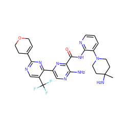 CC1(N)CCN(c2cccnc2NC(=O)c2nc(-c3nc(C4=CCOCC4)ncc3C(F)(F)F)cnc2N)CC1 ZINC001772612576