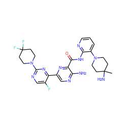 CC1(N)CCN(c2cccnc2NC(=O)c2nc(-c3nc(N4CCC(F)(F)CC4)ncc3F)cnc2N)CC1 ZINC001772612426