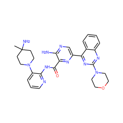 CC1(N)CCN(c2cccnc2NC(=O)c2nc(-c3nc(N4CCOCC4)nc4ccccc34)cnc2N)CC1 ZINC001772597806