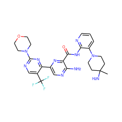 CC1(N)CCN(c2cccnc2NC(=O)c2nc(-c3nc(N4CCOCC4)ncc3C(F)(F)F)cnc2N)CC1 ZINC001772606907