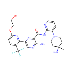 CC1(N)CCN(c2cccnc2NC(=O)c2nc(-c3nc(OCCO)ccc3C(F)(F)F)cnc2N)CC1 ZINC001772572938