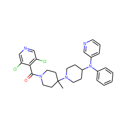 CC1(N2CCC(N(c3ccccc3)c3cccnc3)CC2)CCN(C(=O)c2c(Cl)cncc2Cl)CC1 ZINC000029040895