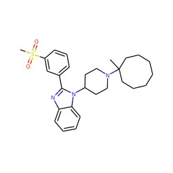 CC1(N2CCC(n3c(-c4cccc(S(C)(=O)=O)c4)nc4ccccc43)CC2)CCCCCCC1 ZINC000040935807