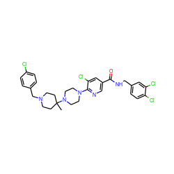 CC1(N2CCN(c3ncc(C(=O)NCc4ccc(Cl)c(Cl)c4)cc3Cl)CC2)CCN(Cc2ccc(Cl)cc2)CC1 ZINC000066066087