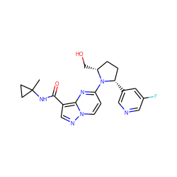 CC1(NC(=O)c2cnn3ccc(N4[C@H](CO)CC[C@@H]4c4cncc(F)c4)nc23)CC1 ZINC000169288090