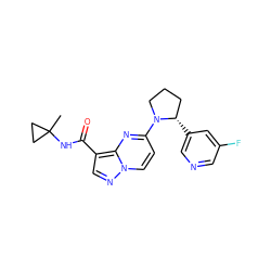 CC1(NC(=O)c2cnn3ccc(N4CCC[C@@H]4c4cncc(F)c4)nc23)CC1 ZINC000169704188