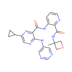 CC1(NC(=O)c2ncccc2NC(=O)c2nc(C3CC3)cnc2Nc2cncnc2)COC1 ZINC000169701888