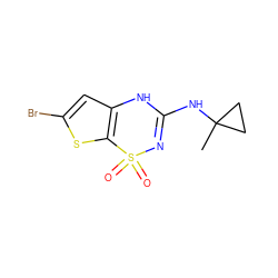 CC1(NC2=NS(=O)(=O)c3sc(Br)cc3N2)CC1 ZINC000035965574