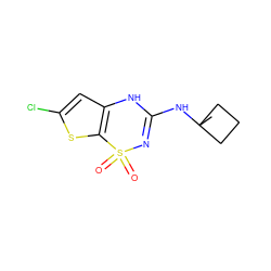 CC1(NC2=NS(=O)(=O)c3sc(Cl)cc3N2)CCC1 ZINC000000025918