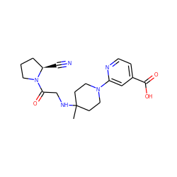 CC1(NCC(=O)N2CCC[C@H]2C#N)CCN(c2cc(C(=O)O)ccn2)CC1 ZINC000036310862