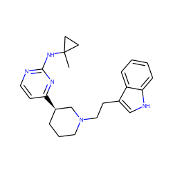 CC1(Nc2nccc([C@@H]3CCCN(CCc4c[nH]c5ccccc45)C3)n2)CC1 ZINC000040915258